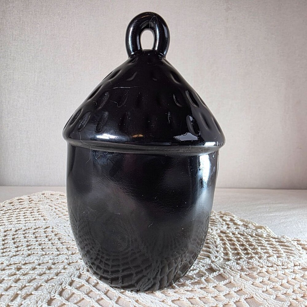 Rae Dunn Ceramic Acorn Birdhouse With "Nest" Text Black Decorative Piece - Picture 4 of 7
